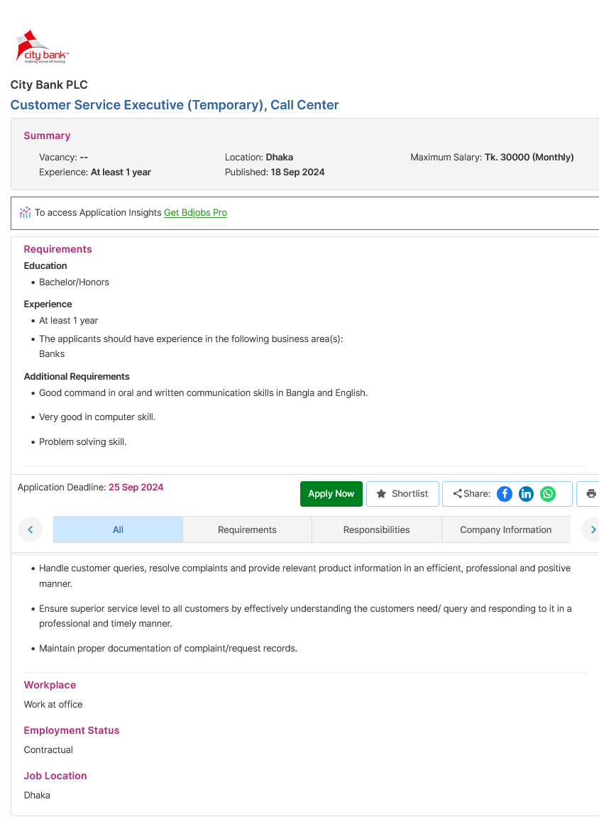 Screenshot 2024-09-19 at 15-28-38 Customer Service Executive (Temporary) Call Center City Bank PLC Bdjobs.com